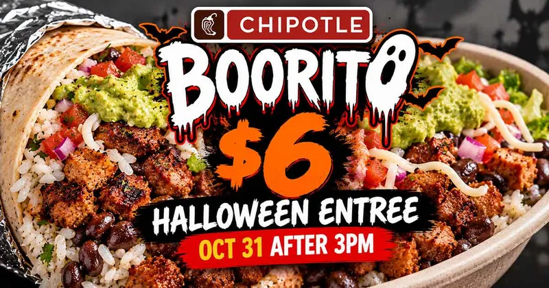Chipotle Boorito 2026: $6 Halloween Entree on Oct 31 After 3PM